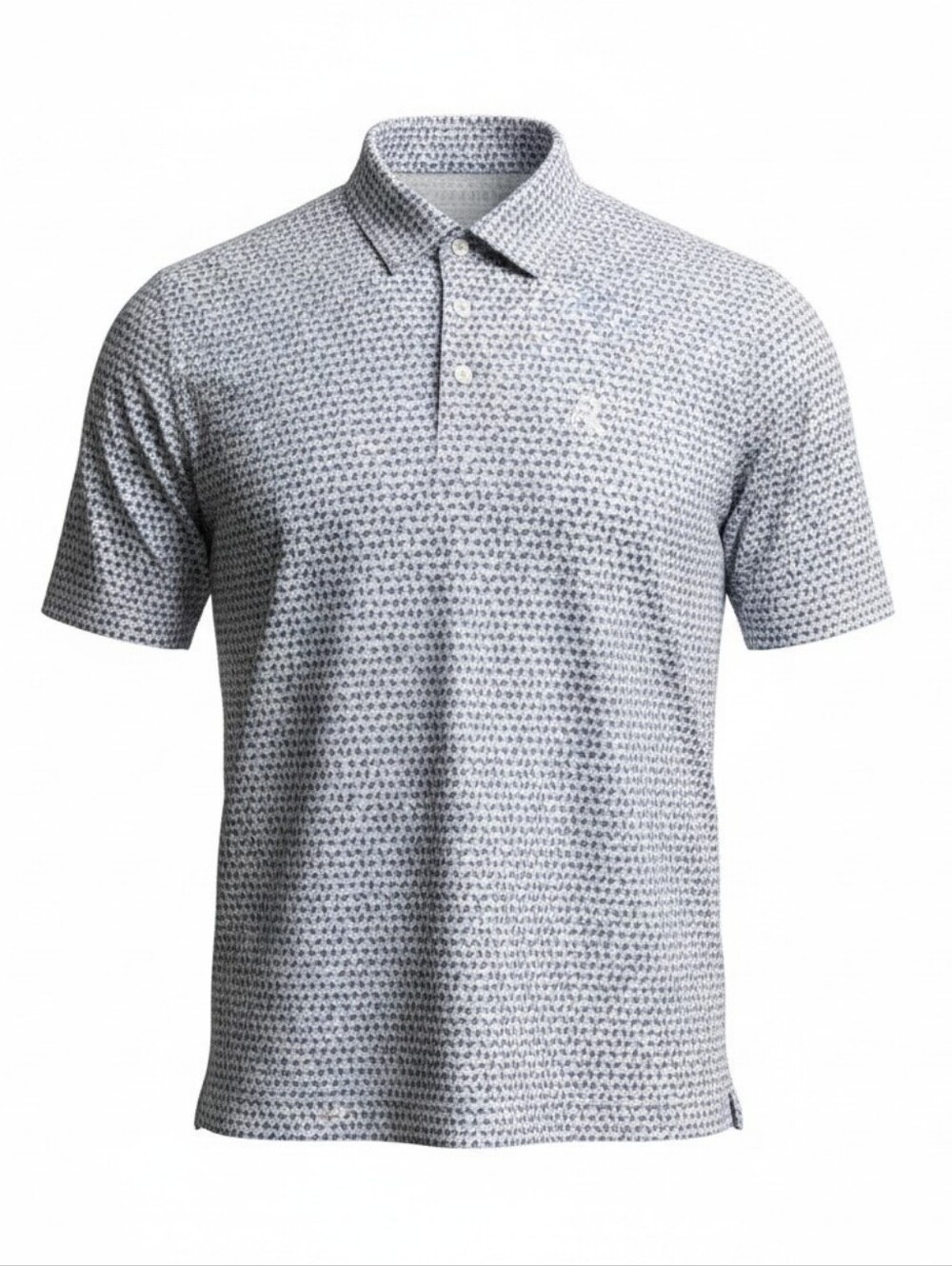 Rhoback Men's Dreidel Print Polo — White and Navy